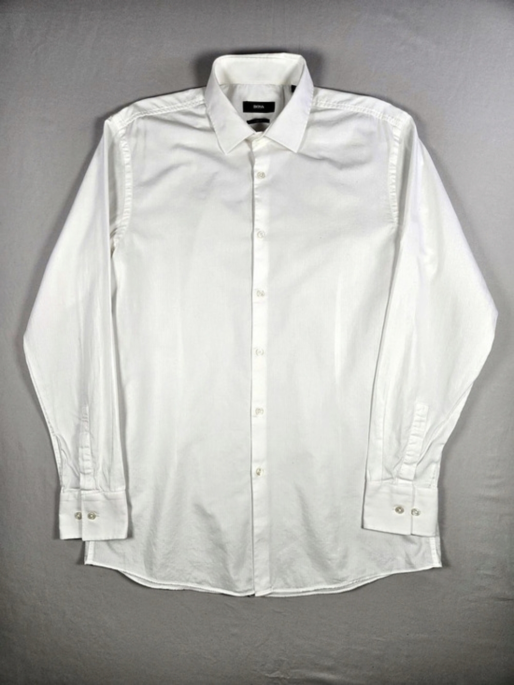 BOSS Hugo Boss Slim Fit Mens White Long Sleeve Button Down Dress Shirt 16 34/35